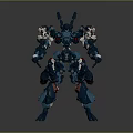 Blue Cybernetic Robotic Creature With Detailed Armored Structure And Mechanical Limbs