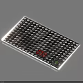 Rectangular Decorative Panel With Checkerboard Grid Surface Red Symbol And Green Circular Logo
