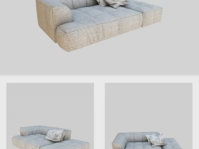Modern Light Gray Fabric Sectional Sofa With Decorative Pillows For Living Room Interior 3d model