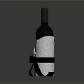 Elegant Green Wine Bottle Wrapped in White Napkin With Red Ribbon on Dark Background