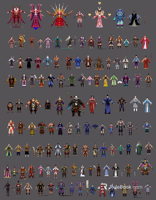 Diverse Characters And Creatures Collection With Colorful Costumes And Unique Designs 3d model 