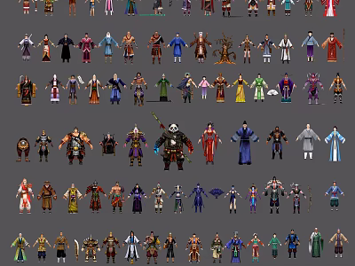Diverse Characters And Creatures Collection With Colorful Costumes And Unique Designs 3d model