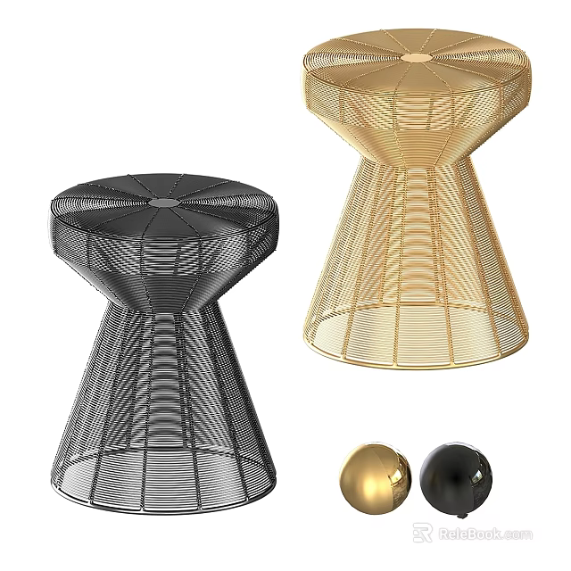 Stylish Modern Functional Table With Black And Gold Geometric Structure Design For Home Decor 3d model
