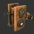 Vintage Old Fashioned Telephone With Classic Dial Mounted On Red Brick Wall