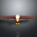 Pixel Art Mythical Eagle in Flying Pose with Spread Wings Glowing Head and Yellow Talons