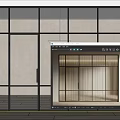 Modern Interior Glass Door With Vertical Stripes And Black Metal Frame