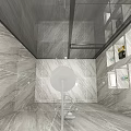 Modern Neat Bathroom With Large Capacity Storage Cabinet And Marble Texture Tile Interior Design