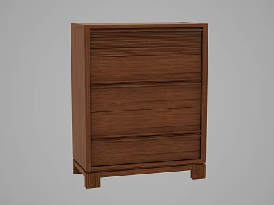 Simple Design Wooden Chest of Drawers with Three Drawers and Sturdy Legs 3d model