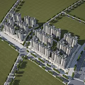Aerial View Planning of Residential Complex with High Rise Buildings and Green Spaces