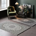 Green Velvet Armchair With Gold Accents Floor Lamp Floral Painting And Dark Green Wall