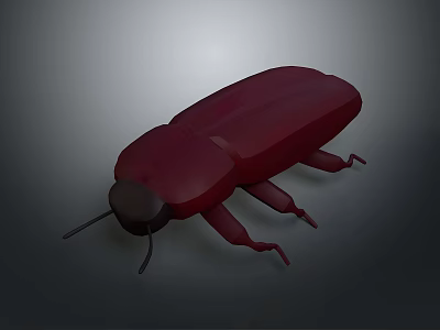Detailed Dark Red 3D Beetle Model With Shiny Exoskeleton And Segmented Legs 3d model