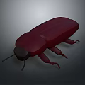 Detailed Dark Red 3D Beetle Model With Shiny Exoskeleton And Segmented Legs