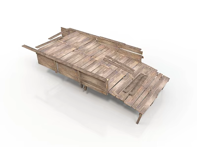 Wooden Platform Structure Composed Of Planks With Extended Wooden Frames 3d model