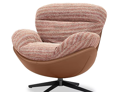 Stylish Striped Single Sofa With Pastel Fabric Brown Base And Swivel Stand 3d model