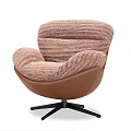 Stylish Striped Single Sofa With Pastel Fabric Brown Base And Swivel Stand