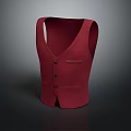 Red Wool Vest With Button Front And Slim Fit Design Featuring Front Pocket 3d model