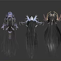 Three Stylish Decorative Hair Wigs With Angel Wings And Ornament Designs