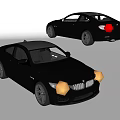 Two Black Luxury Sports Cars Front And Side View