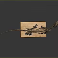Dinosaur Skeleton Fossil Exhibit With Detailed Bone Structure On Wooden Base