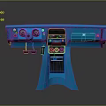 Blue Spacecraft Control Console with Digital Display and Operational Buttons for Aerospace Missions 3d model