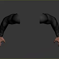 Human Arms With Black Long Sleeves And Pink Hands On Gray Background