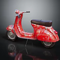 Red Vintage Motorcycle with Distressed Paint Black Seat and Classic Retro Style