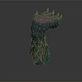 Mythical Creature Head Sculpture With Spiked Top And Scaled Texture