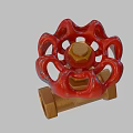 Brass Water Faucet With Red Ornate Handle And Classic Design