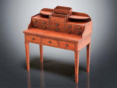 Classic Mahogany Dressing Table With Multiple Drawers And Elegant Wooden Structure 3d model