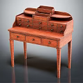 Classic Mahogany Dressing Table With Multiple Drawers And Elegant Wooden Structure