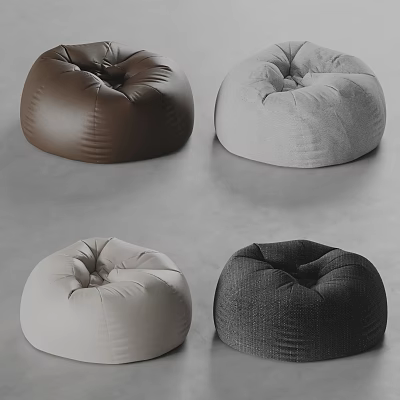 Bean Bag Ottomans in Brown Gray Beige Dark Gray Soft Comfortable Living Room Seating 3d model