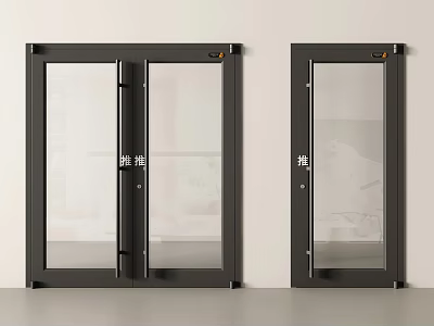 Modern Entrance Door Design With Glass Panels And Black Metal Frame 3d model