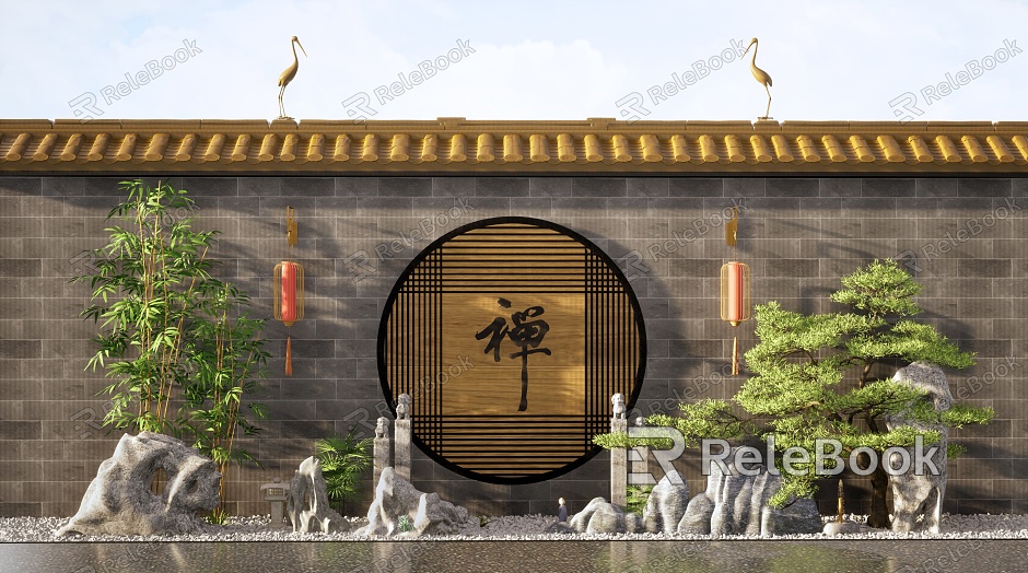 New Chinese style landscape sketch courtyard landscape model