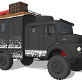 Black Camper Truck With Roof Rack Basket And Large Tires Patterned Body For Outdoor Adventures