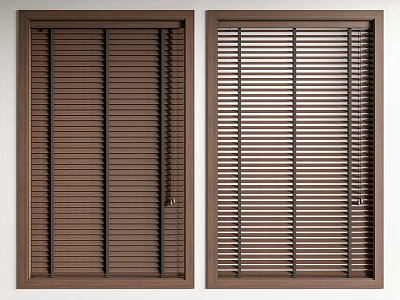 Dark Brown And Light Brown Window Blinds With Frames And Modern Design 3d model