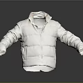 White Puffer Jacket With Stand Collar Long Sleeves And Padded Design 3d model