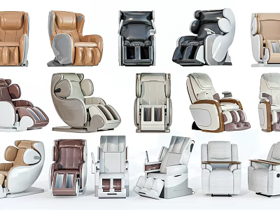 Various Modern Massage Chairs with Different Styles Colors and Ergonomic Designs 3d model