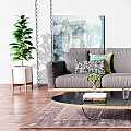 Nordic Three-Seat Sofa Combination 3d model