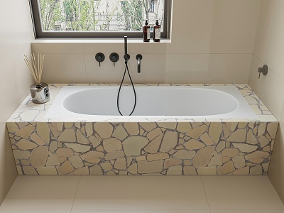 Modern Bathtub Embedded Stone Bathtub model