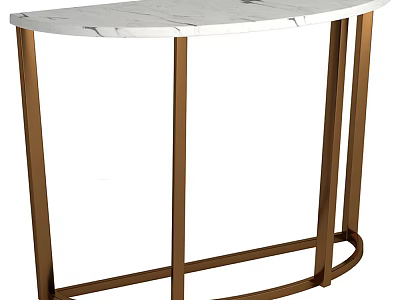 Modern Console Table With White Marble Top And Brass Metal Frame Design 3d model