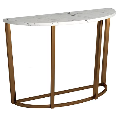 Modern Console Table With White Marble Top And Brass Metal Frame Design 3d model