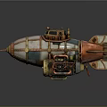 Steampunk Spacecraft Model With Metallic Details And Retro Design For Space Exploration