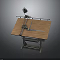 Professional Drafting Table With Wooden Top Metal Stand And Drawing Tools
