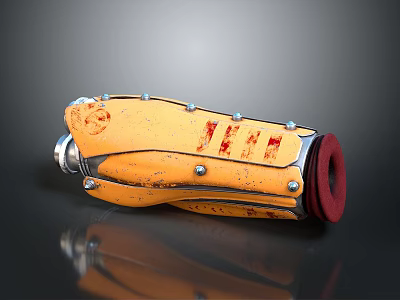 Orange Mechanical Tool With Metal Fasteners Red End Cap And TH Lettering 3d model