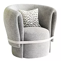 Gray Modern Armchair With White Patterned Pillow And Curved Armrests Accent Strap Design 3d model