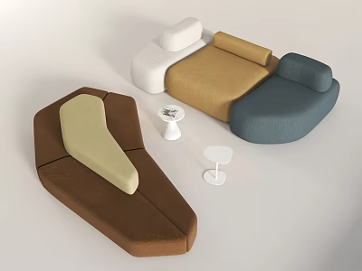 Modern Irregular Shaped Sofas with Unique Curved Designs and Multiple Color Options for Living Room 3d model