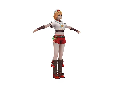 Game And Movie Character With Orange Hair White Top Red Shorts And Brown Boots 3d model
