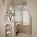 French cream antique arc partition plaster modeling dry and wet separation sanitary area dry area 3d model