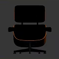 Black And Orange Leather Tufted Armchair With Matching Ottoman And Classic Design