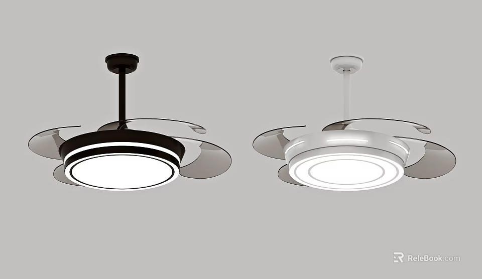Air Conditioner Fan Black And White Modern Ceiling Design With Light 3d model 
